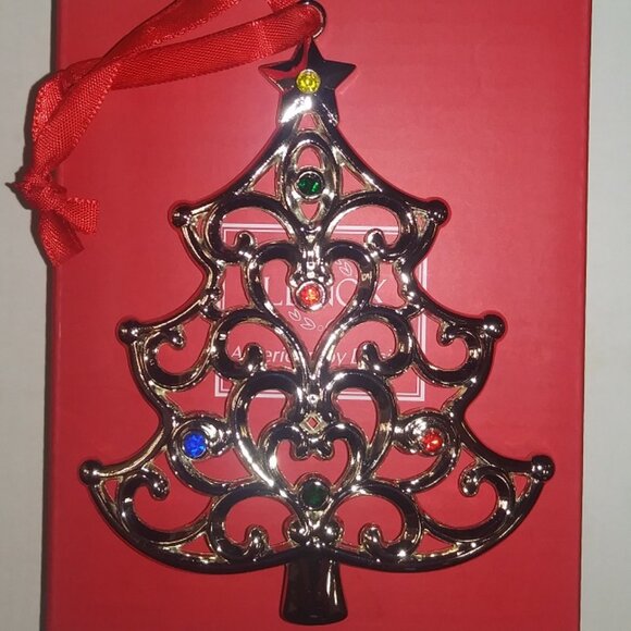 New Lenox Sterling Silver-Plated Christmas Tree Ornament - Picture 2 of 2